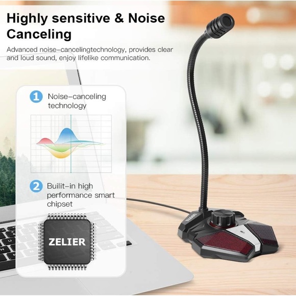 ZELIER USB Computer Microphone, PC Mic with Volume Control,Mute Button&LED Indic - Picture 5 of 10